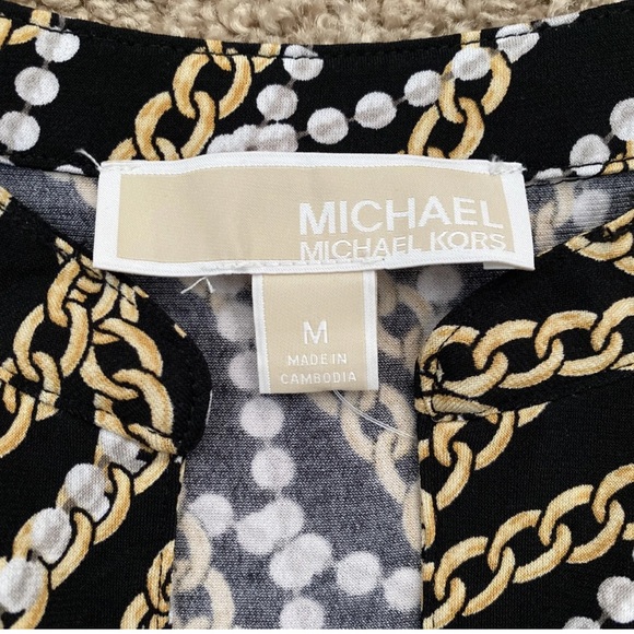 Michael Kors Black, Gold Chain And White Pearl Blouse Size Medium NWT - Picture 6 of 11